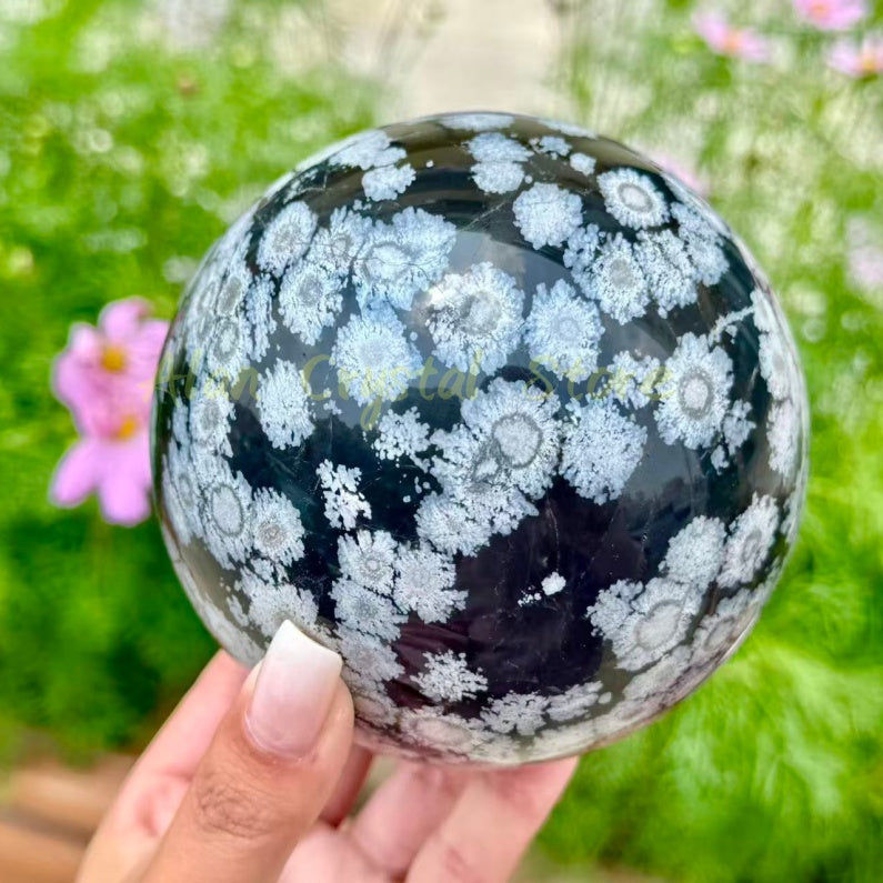 Snowflake Obsidian Sphere