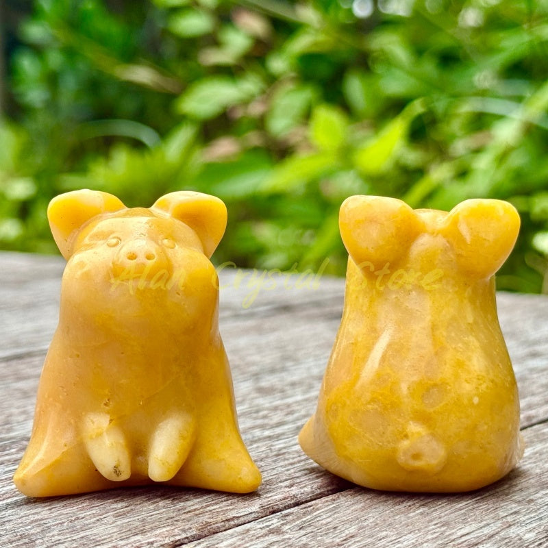 Natural Yellow Jade Pig Carving.1PC