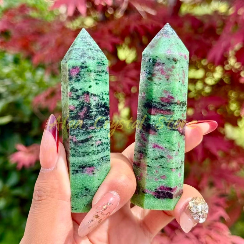 9CM+ Natural Zoisite Obelisk Carving.1PC