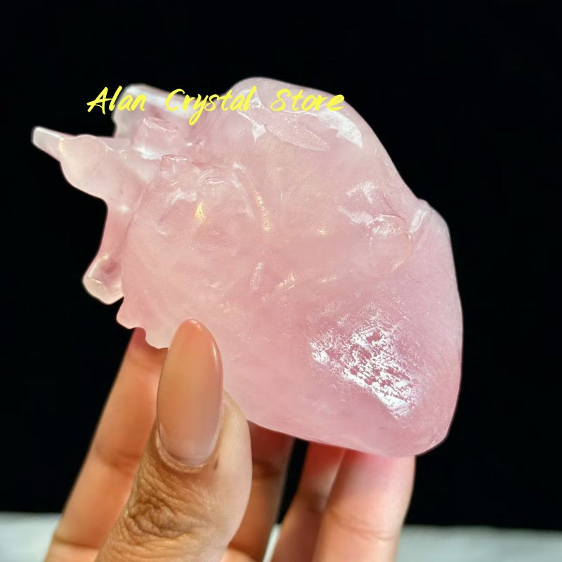 Rose Quartz Heart Carving