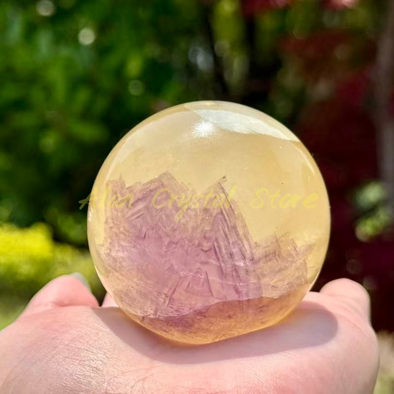 Rainbow Yellow Fluorite Sphere