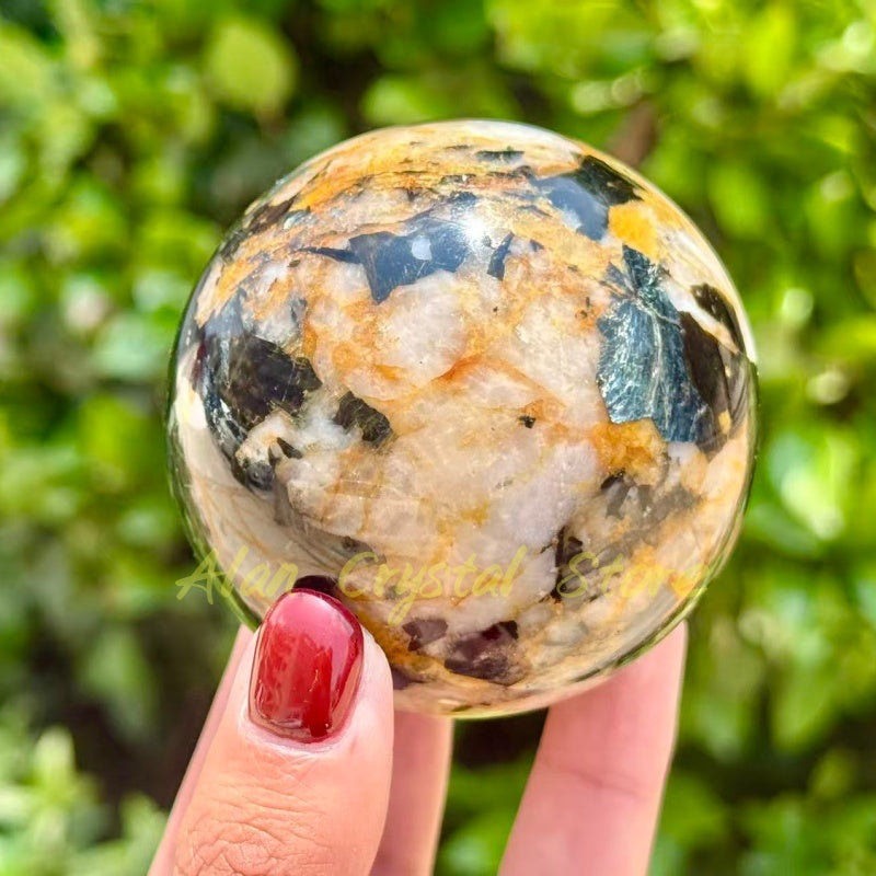 Yellow Mica Tourmaline Sphere