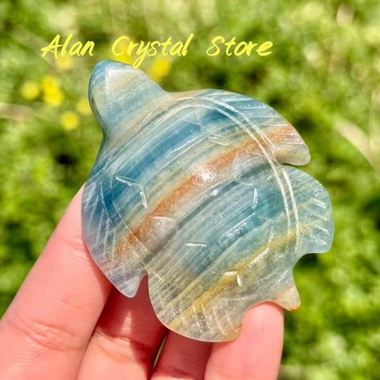 Blue Onyx Turtle Carving