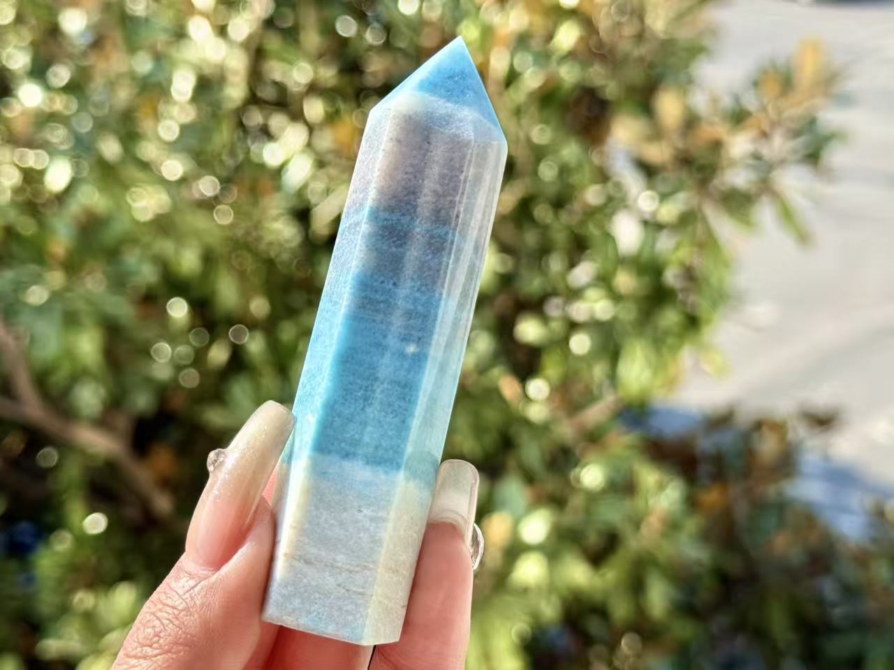 Natural Trolleite Hnad Carved Obelisk,Crystal Quartz Tower.