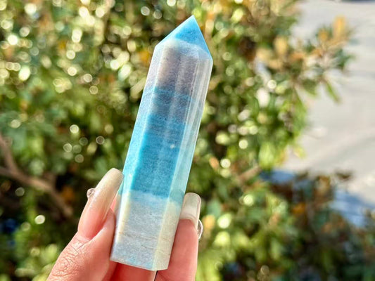 Natural Trolleite Hnad Carved Obelisk,Crystal Quartz Tower.