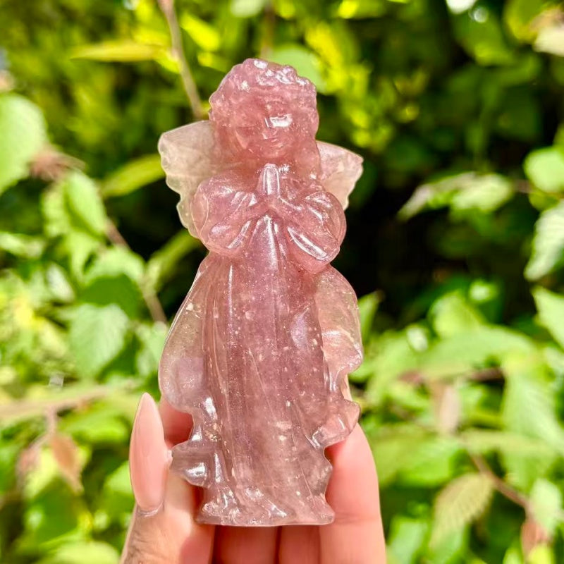 4" Natural Quartz Crystal Hand Carved Angle.1PC