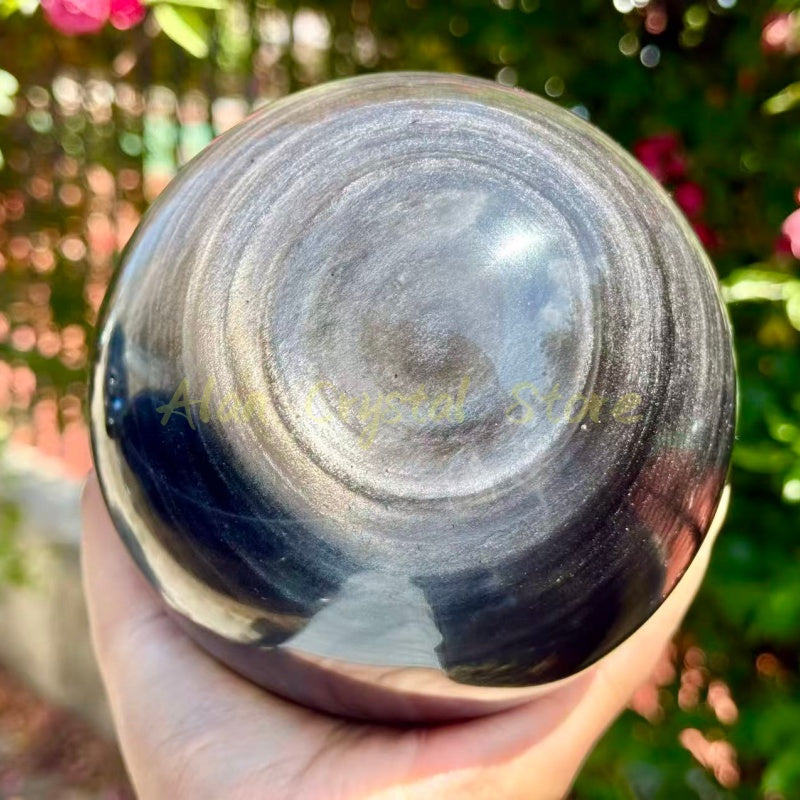 Big Silver Obsidian Sphere