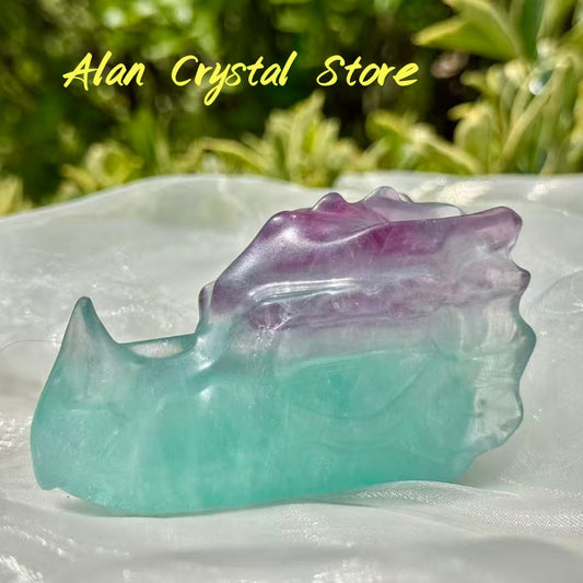 Fluorite Dragon Head Big Carving