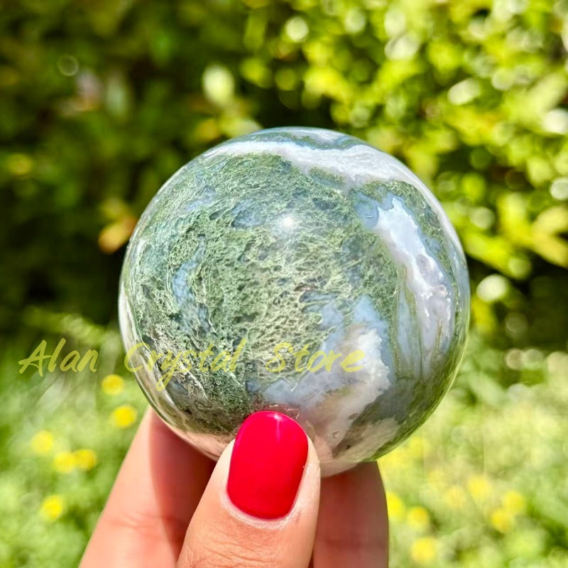 Natural Moss Agate Sphere.1PC