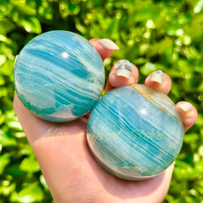 Natural Blue Onyx Sphere.