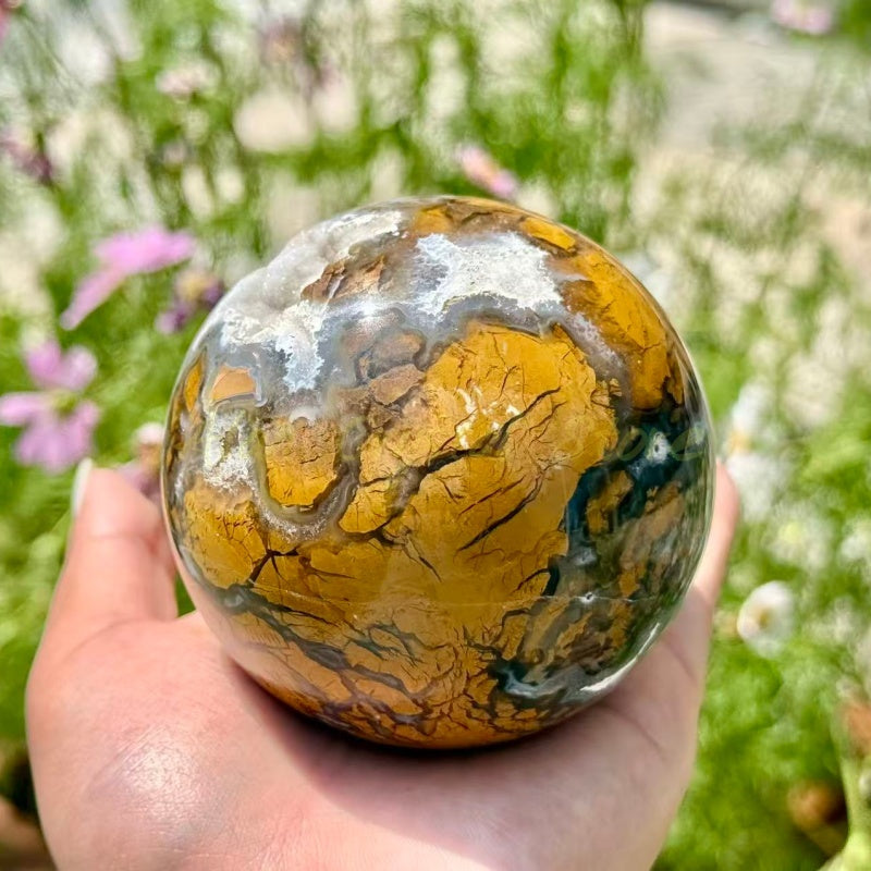 Yellow Stripe Agate Sphere