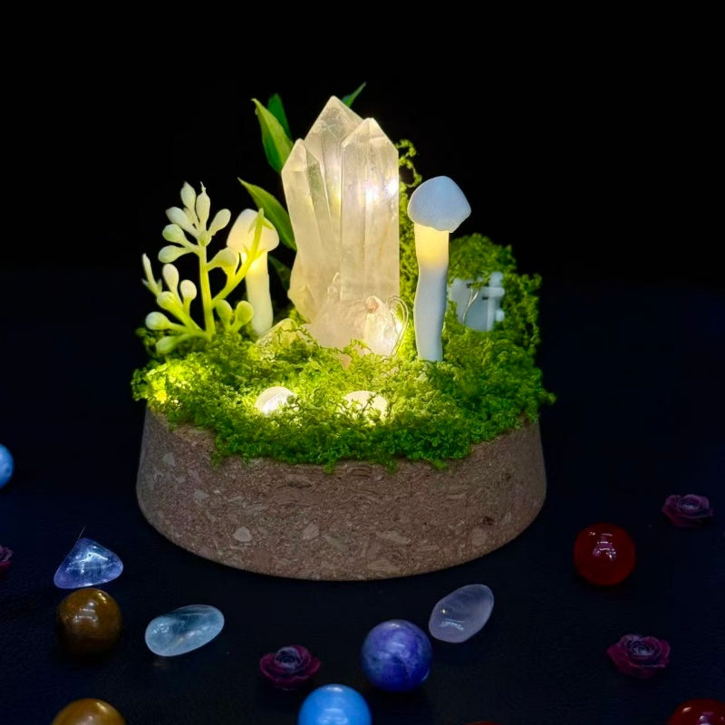 Natural Clear Quartz Cluster Night Light.