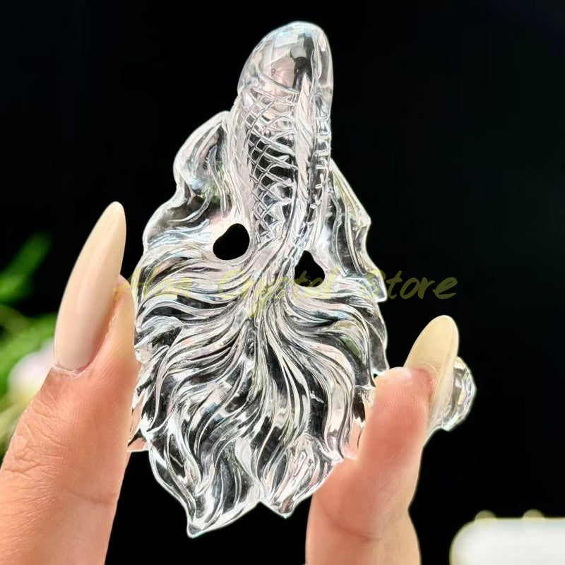 Natural Clear Quartz Koi,High Quality Clear Quartz.