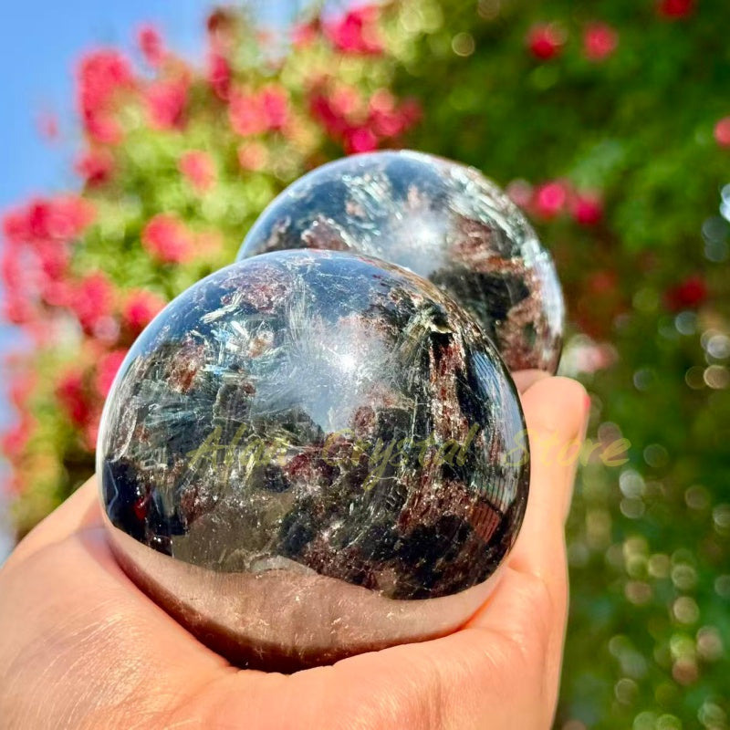 Astrophyllite & Garnet Sphere