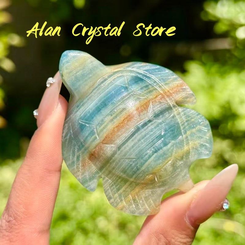 Blue Onyx Turtle Carving