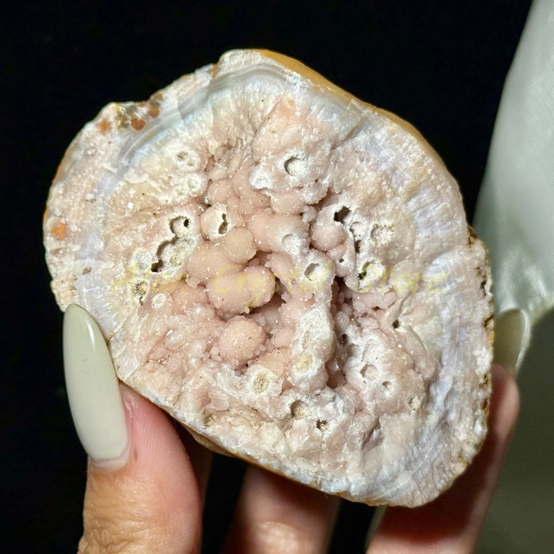 Natural Pink Purple Agate Geode Specimen.