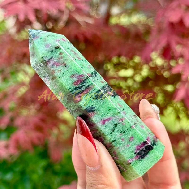 9CM+ Natural Zoisite Obelisk Carving.1PC