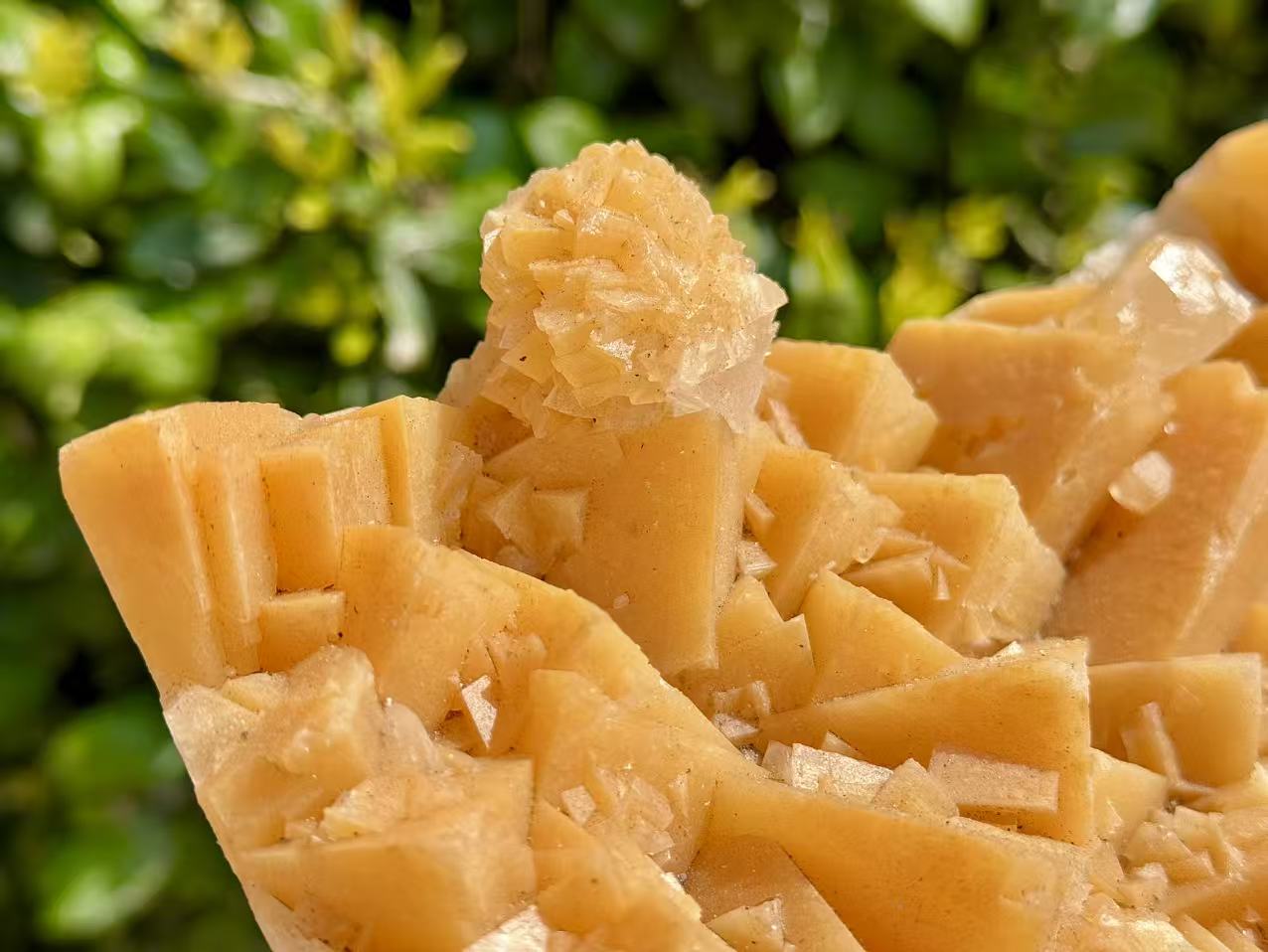 Large Natural Orange Calcite Crystal Cluster, Rare Geometric Calcite Mineral Specimen, Raw Crystal Home Decor
