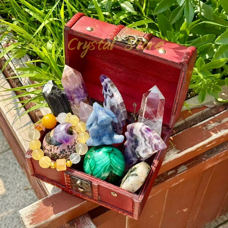 Curated Crystal Box,Mystery Crystal Box,Handpicked Crystal Set,Reiki Meditation Decor,Metaphysical Gift