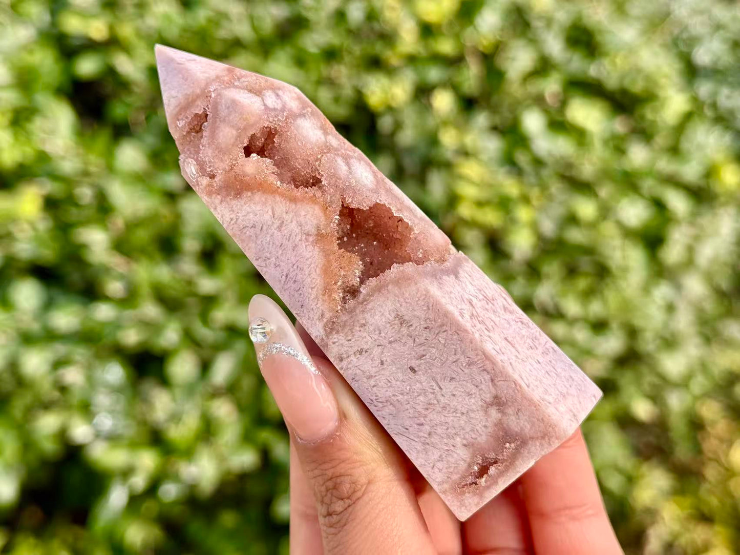 100g+ Natural Pink Purple Sakura Agate Tower,High quality Agate Geode Obelisk.