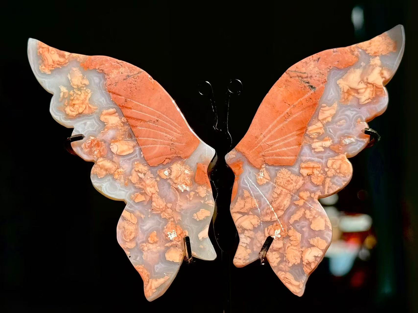 Natural Pink Sakura Agate Wing.Agate Geode Butterfly Wings.
