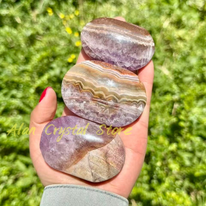 Natural Amethyst agate Palm Stone.1PC