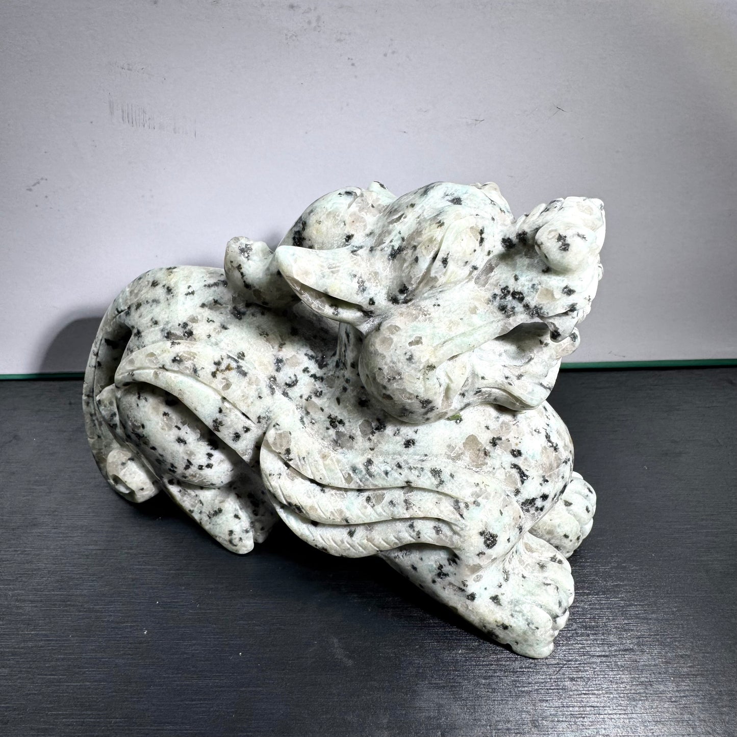 Kiwi Jasper Dragon Carving