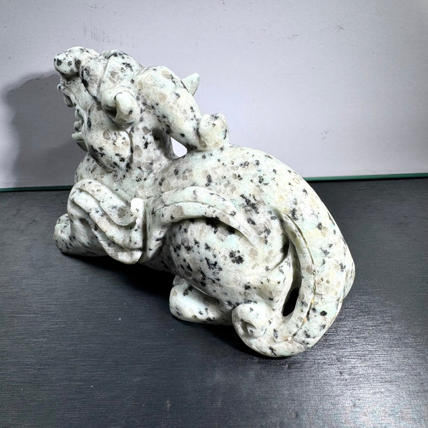 Kiwi Jasper Dragon Carving