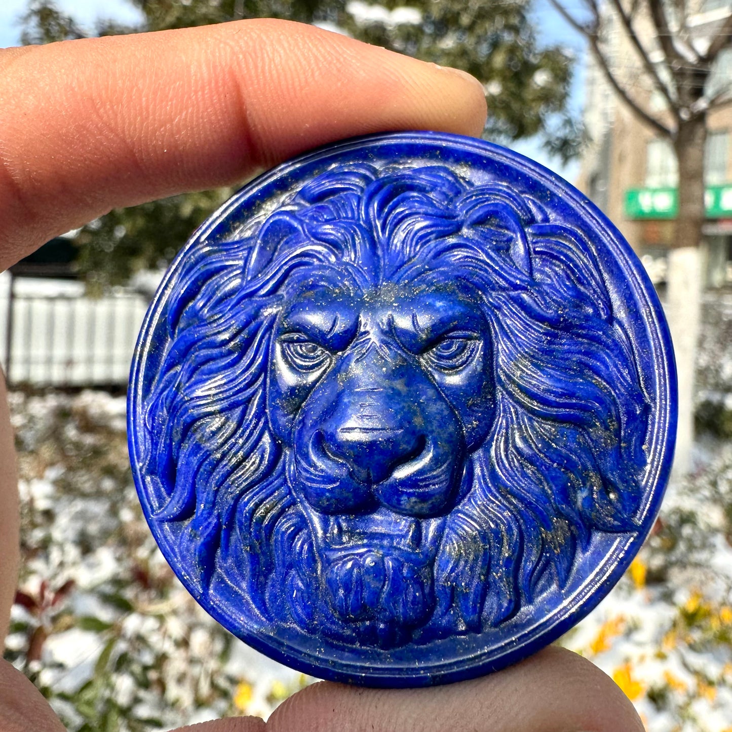 Lapis Lazuli Lion Carving