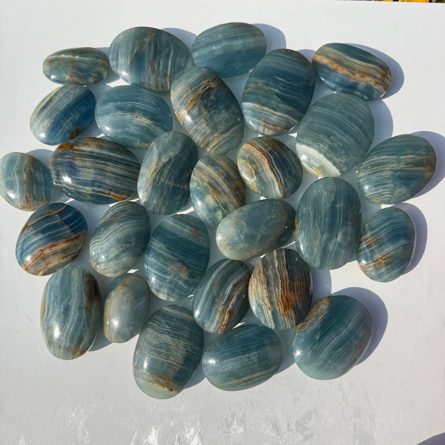 Blue Onyx Palm Stone