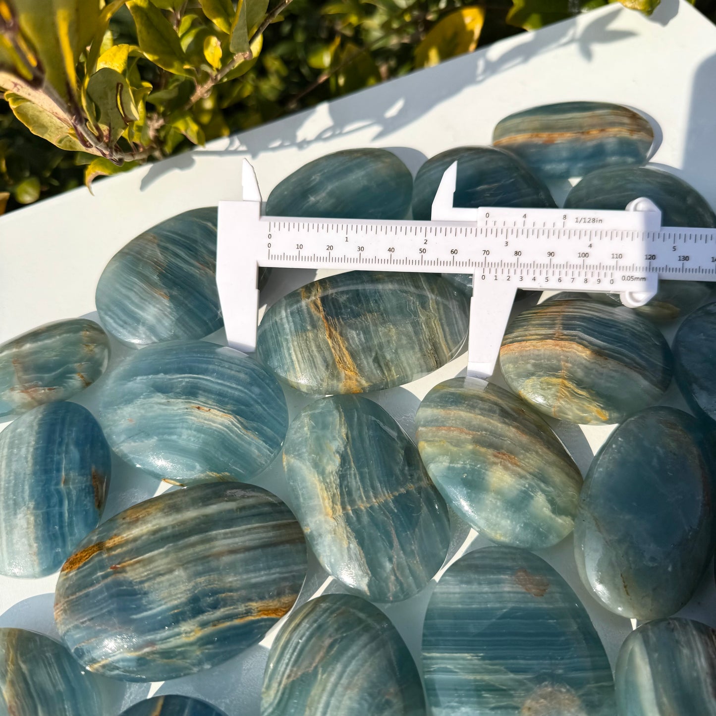 Blue Onyx Palm Stone