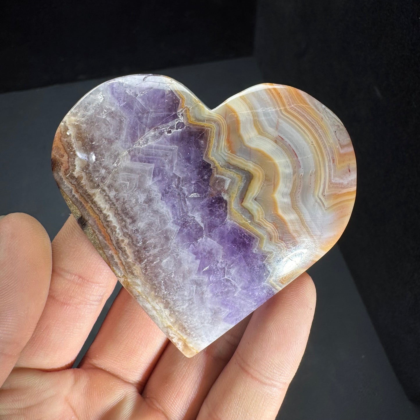 Natural Amethyst Agate Heart