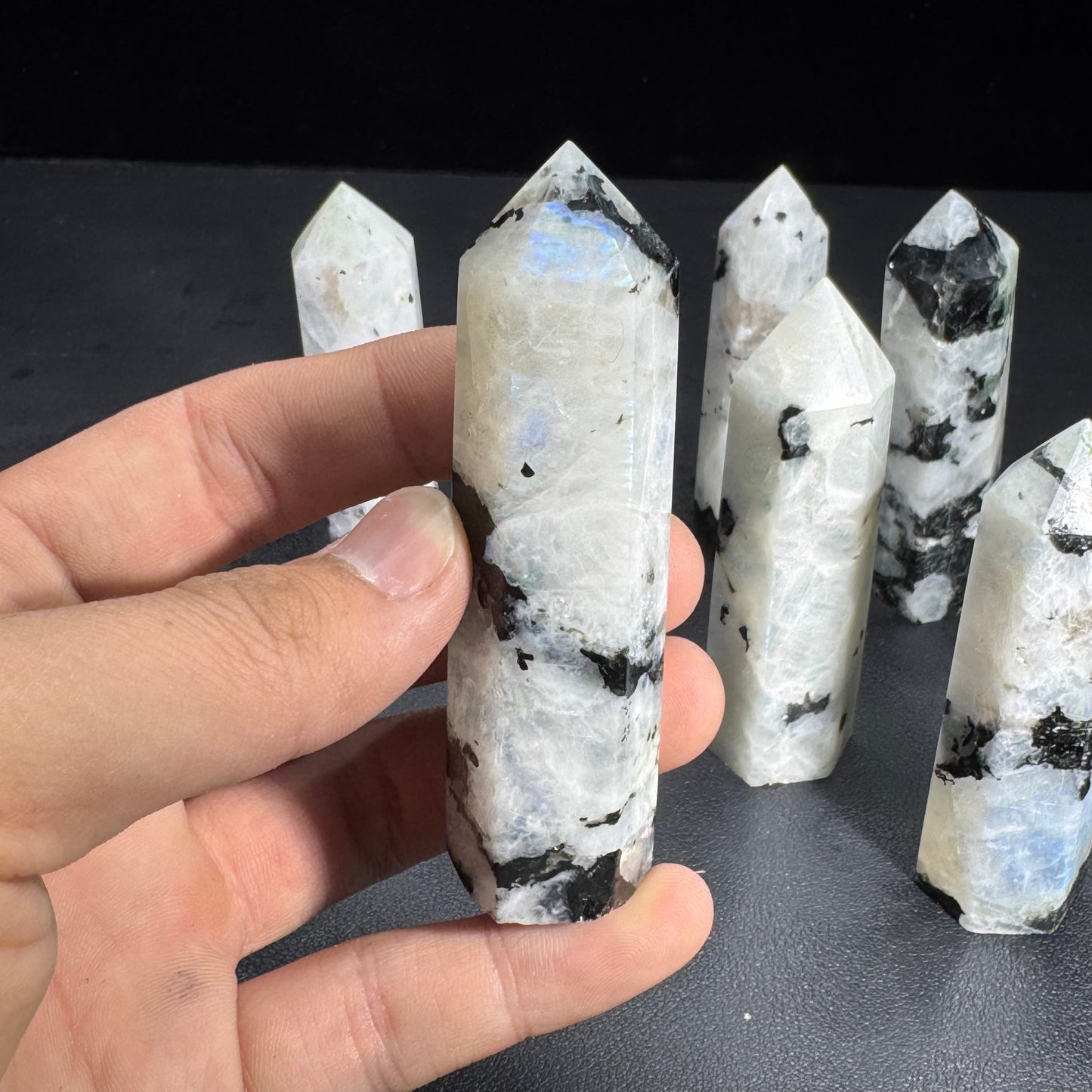 Natural Rainbow Moon Stone Points