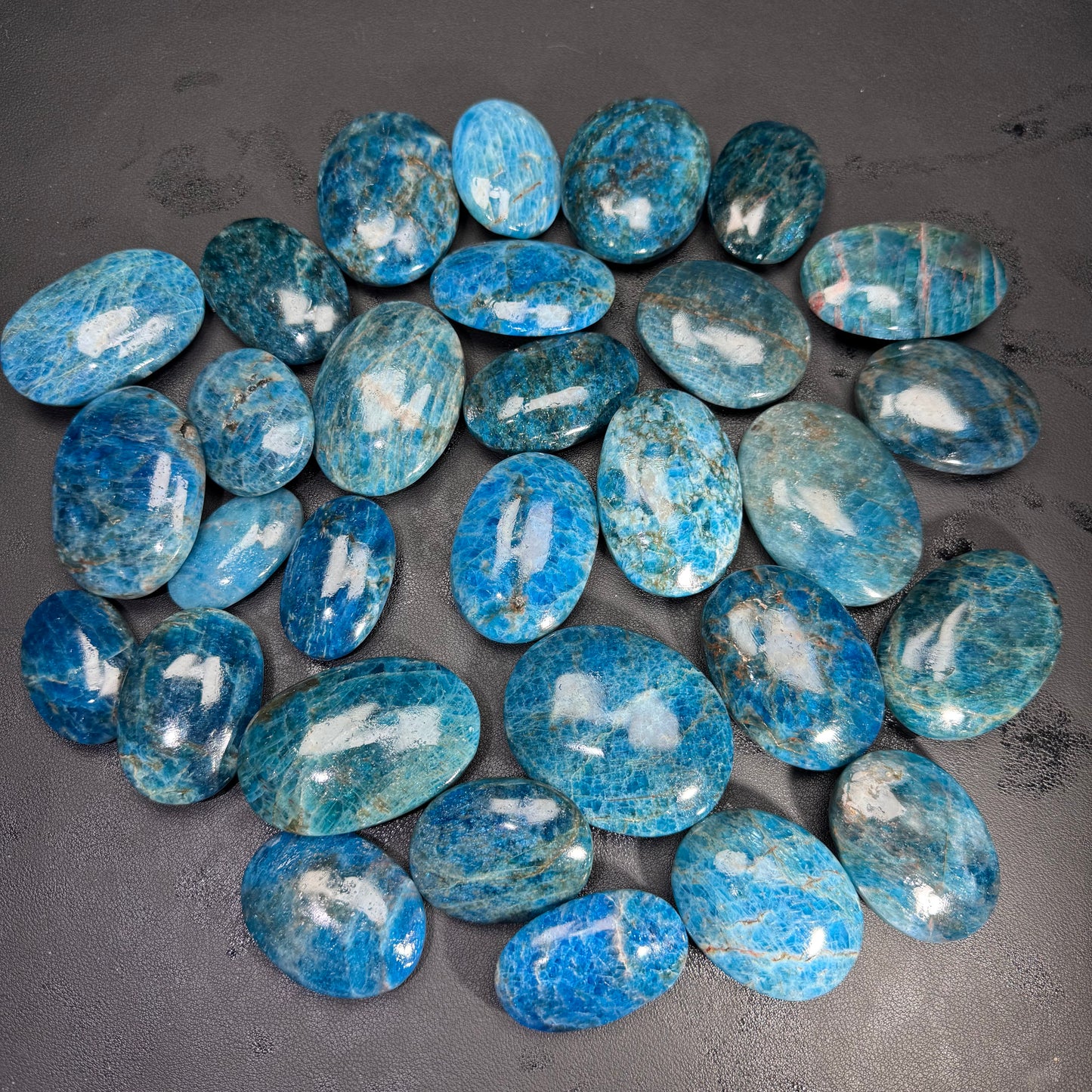 Natural Blue Apatite Palm Stone