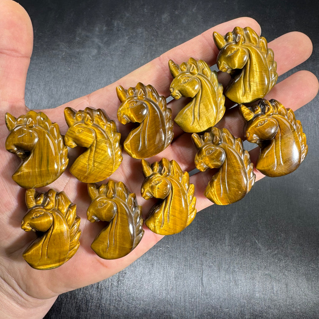Tiger Eye Stone Unicorn Carving