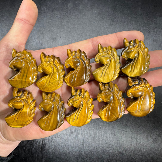 Tiger Eye Stone Unicorn Carving