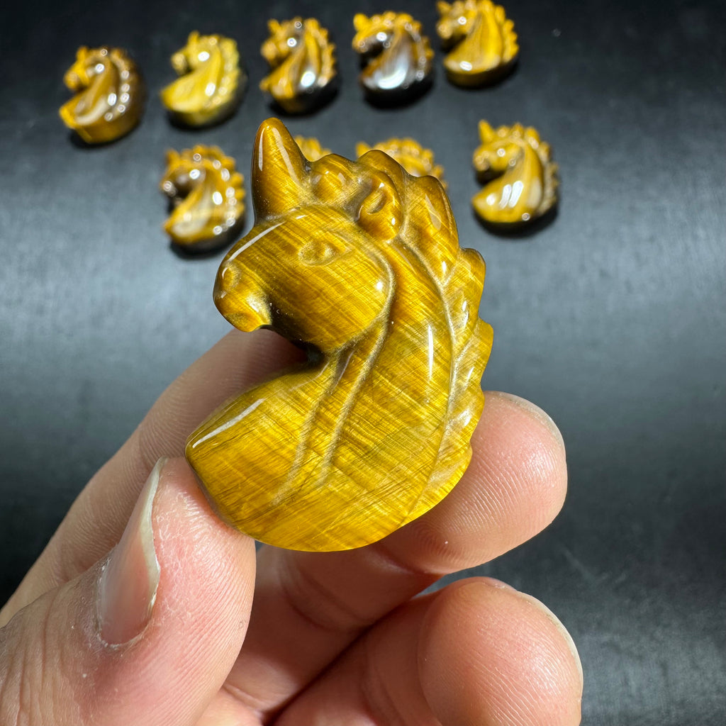 Tiger Eye Stone Unicorn Carving