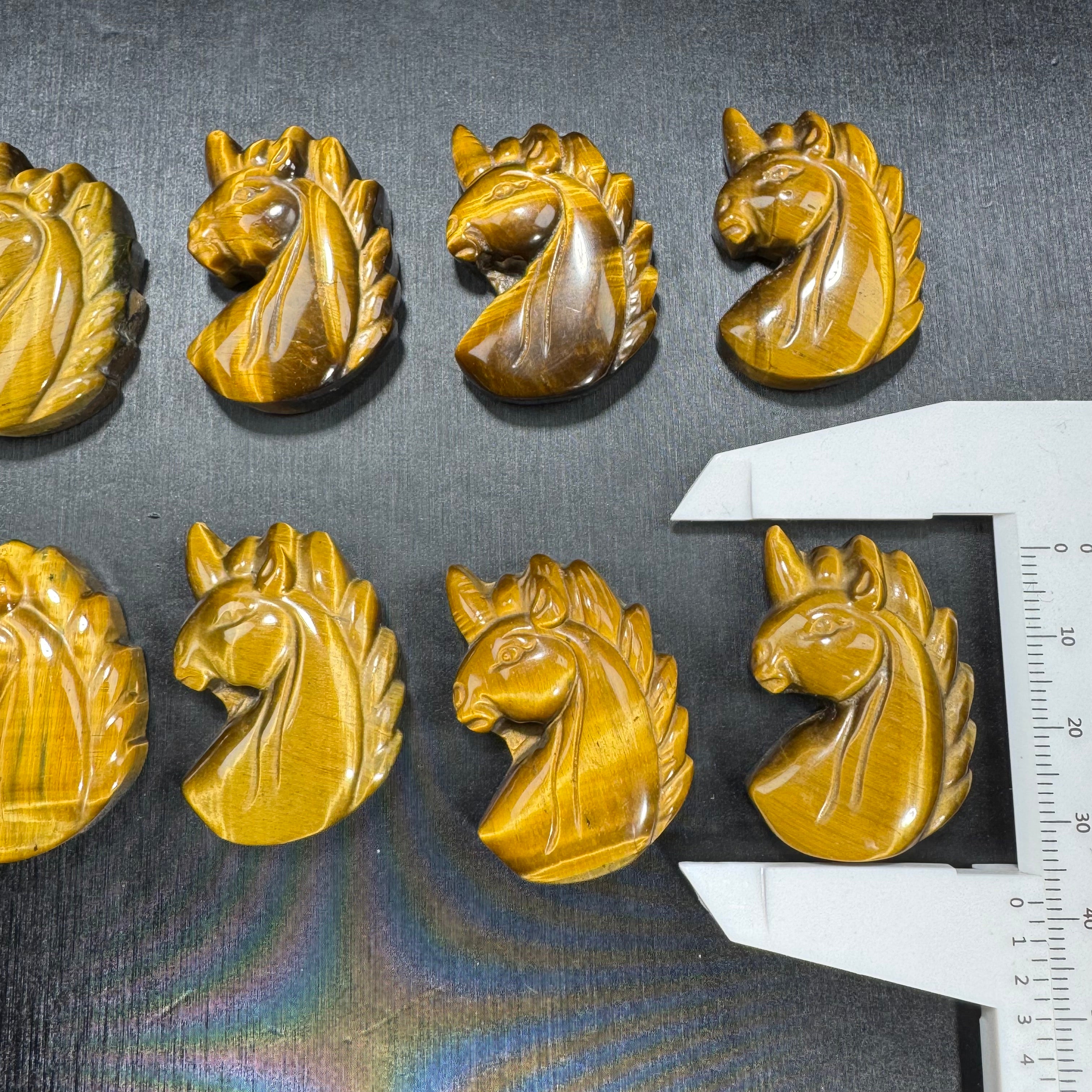 Tiger Eye Stone Unicorn Carving