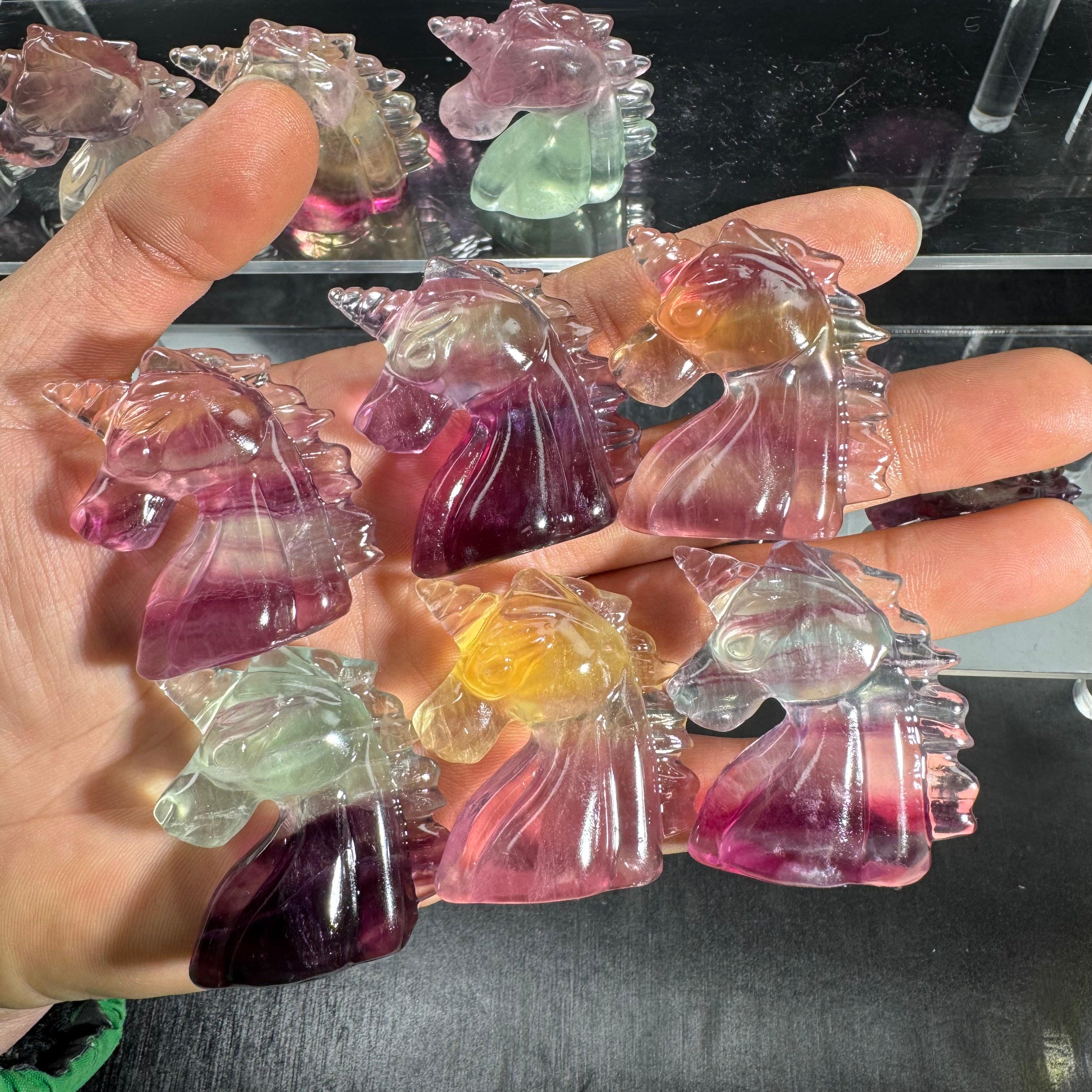 Candy Fluorite Unicorn Carving