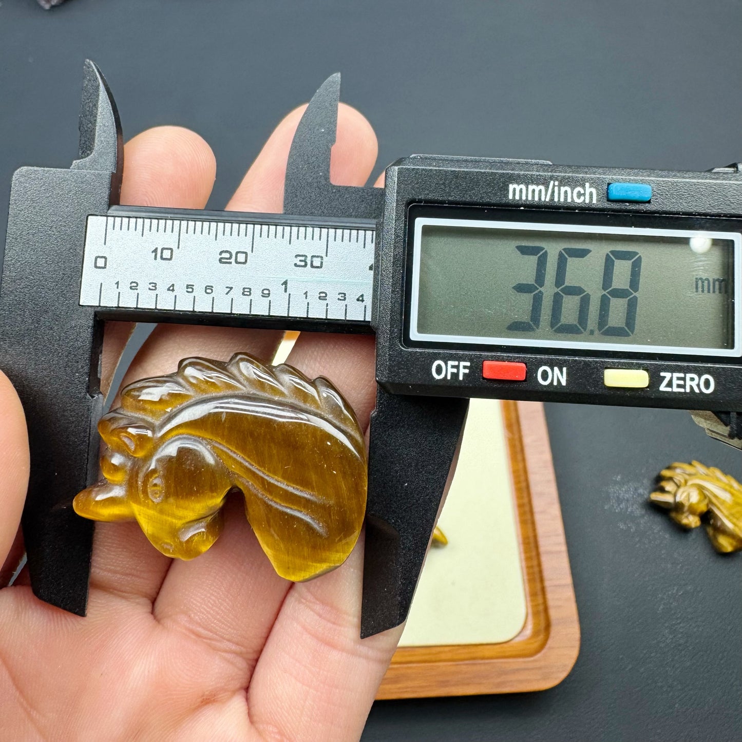 Tiger Eye Stone Unicorn Carving