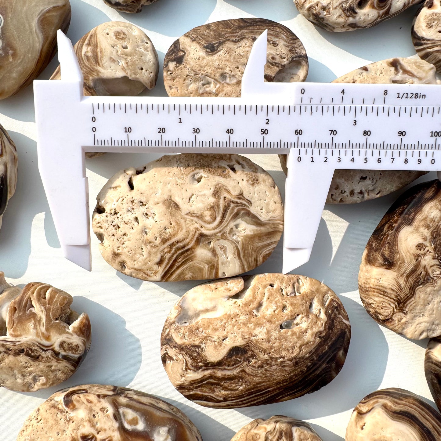 Amber Calcite Palm Stone