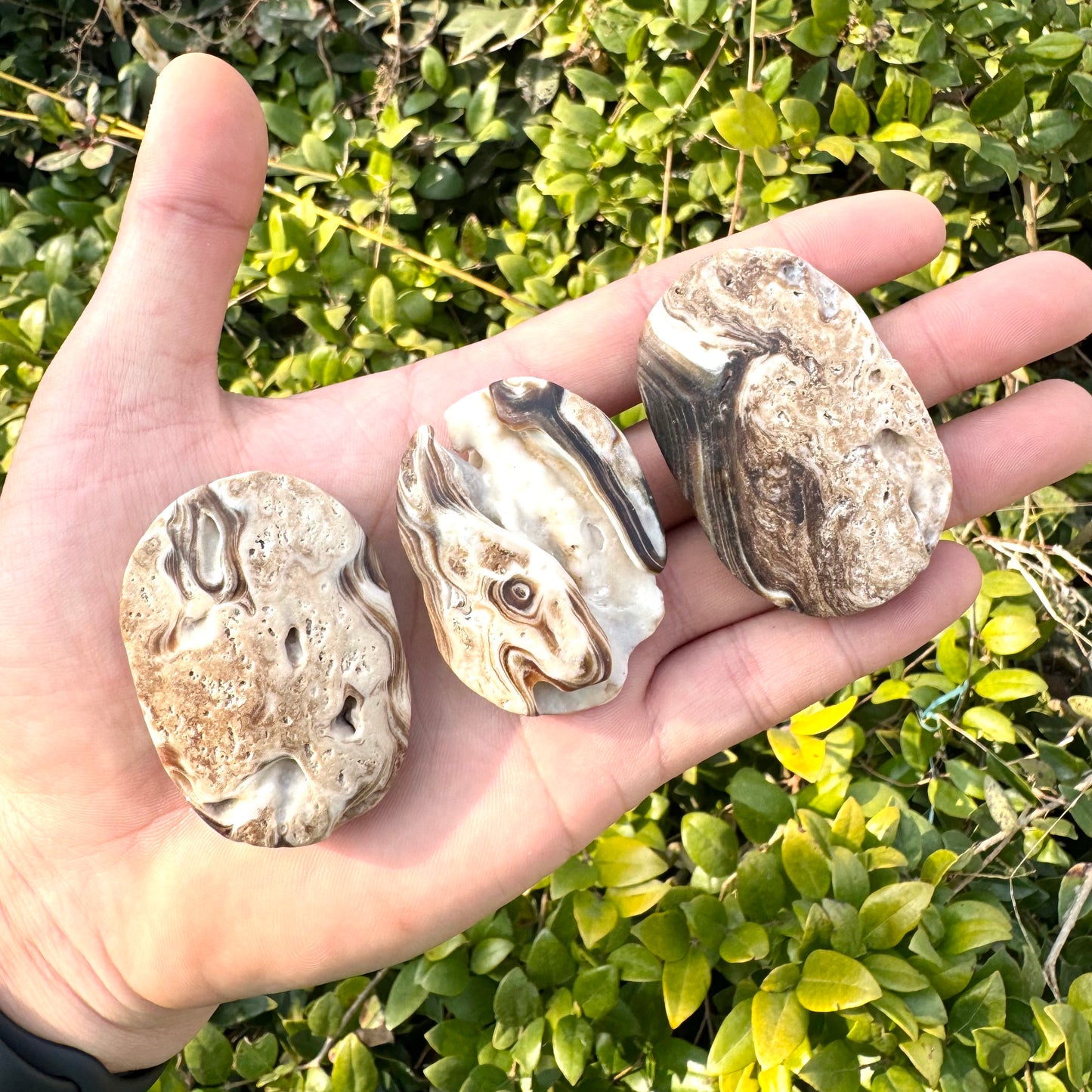 Amber Calcite Palm Stone