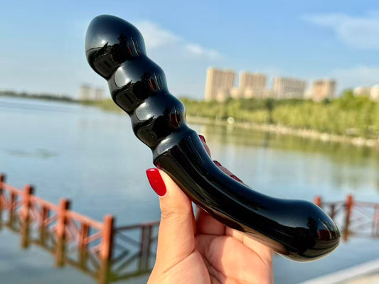 7"+ Natural Obsidian Hand Carved Massage Stick,Crystal Quartz Stick,High Quality Pink Gemstone Massage Wand,Quartz Healing Gemstone Gift for Woman