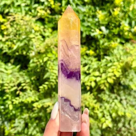 Yellow Colorful Fluorite Big Tower
