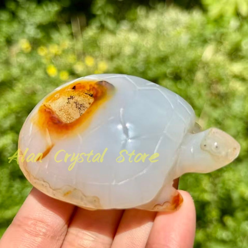 3" Natural Agate Geode Turtle.