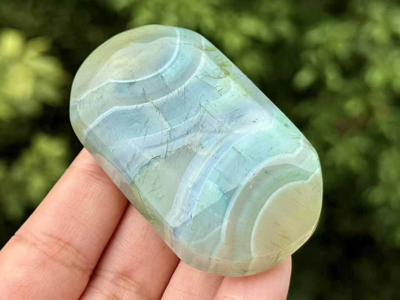 Green Agate Palm Stone,Aagte Geode Worry Stone.
