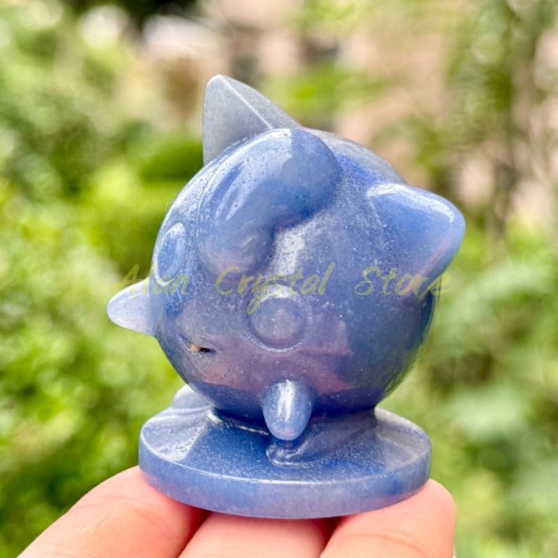 Natural Blue Aventurine Jigglypuff Carving.1PC