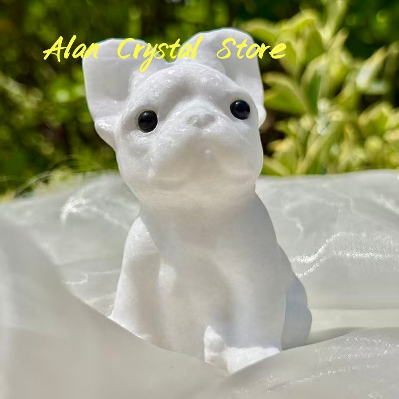 White Jade French Bulldog Big Carving