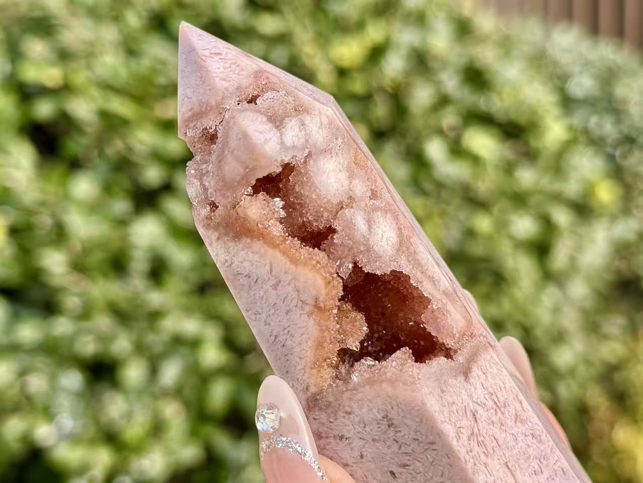 100g+ Natural Pink Purple Sakura Agate Tower,High quality Agate Geode Obelisk.