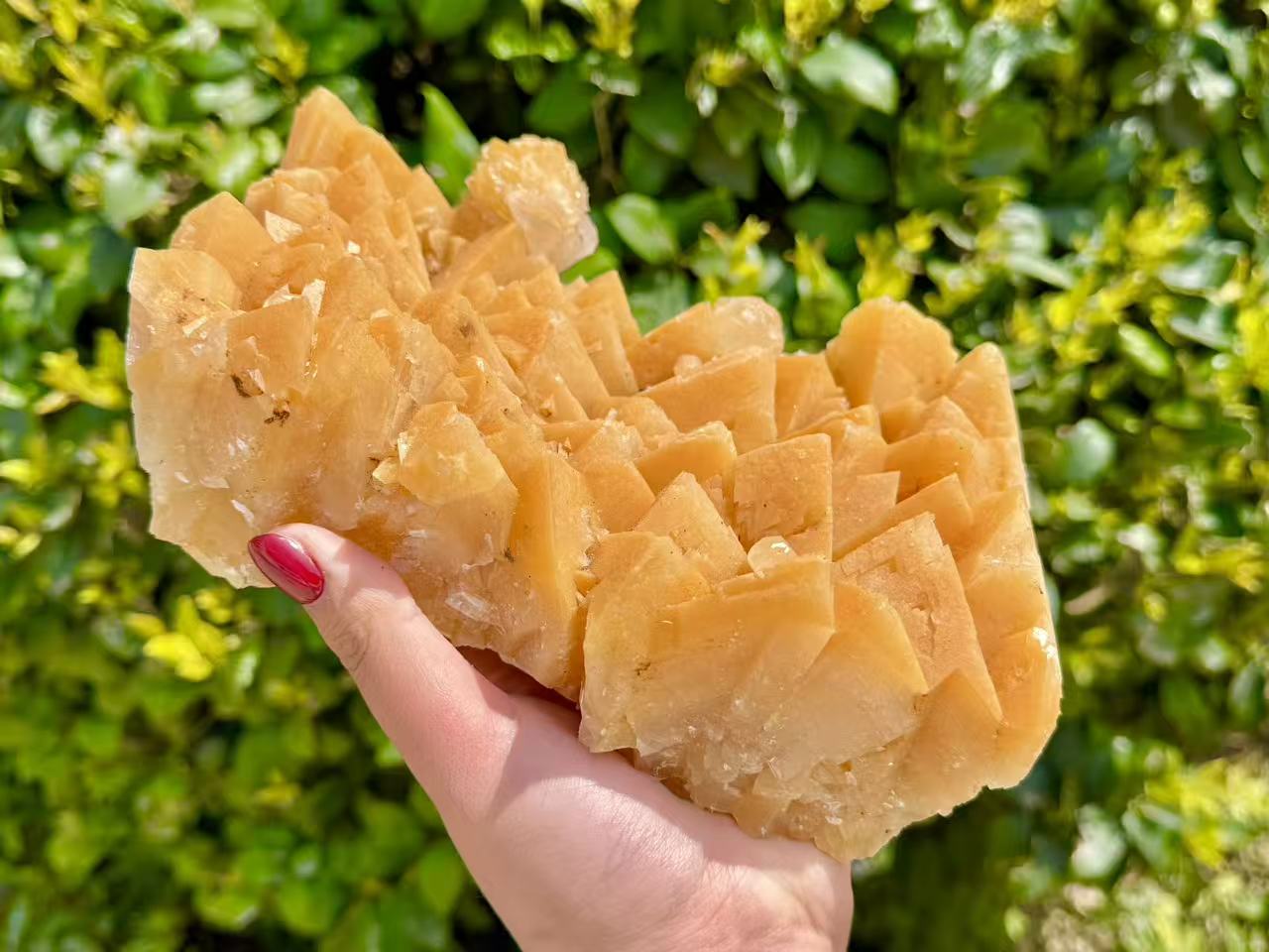 Large Natural Orange Calcite Crystal Cluster, Rare Geometric Calcite Mineral Specimen, Raw Crystal Home Decor